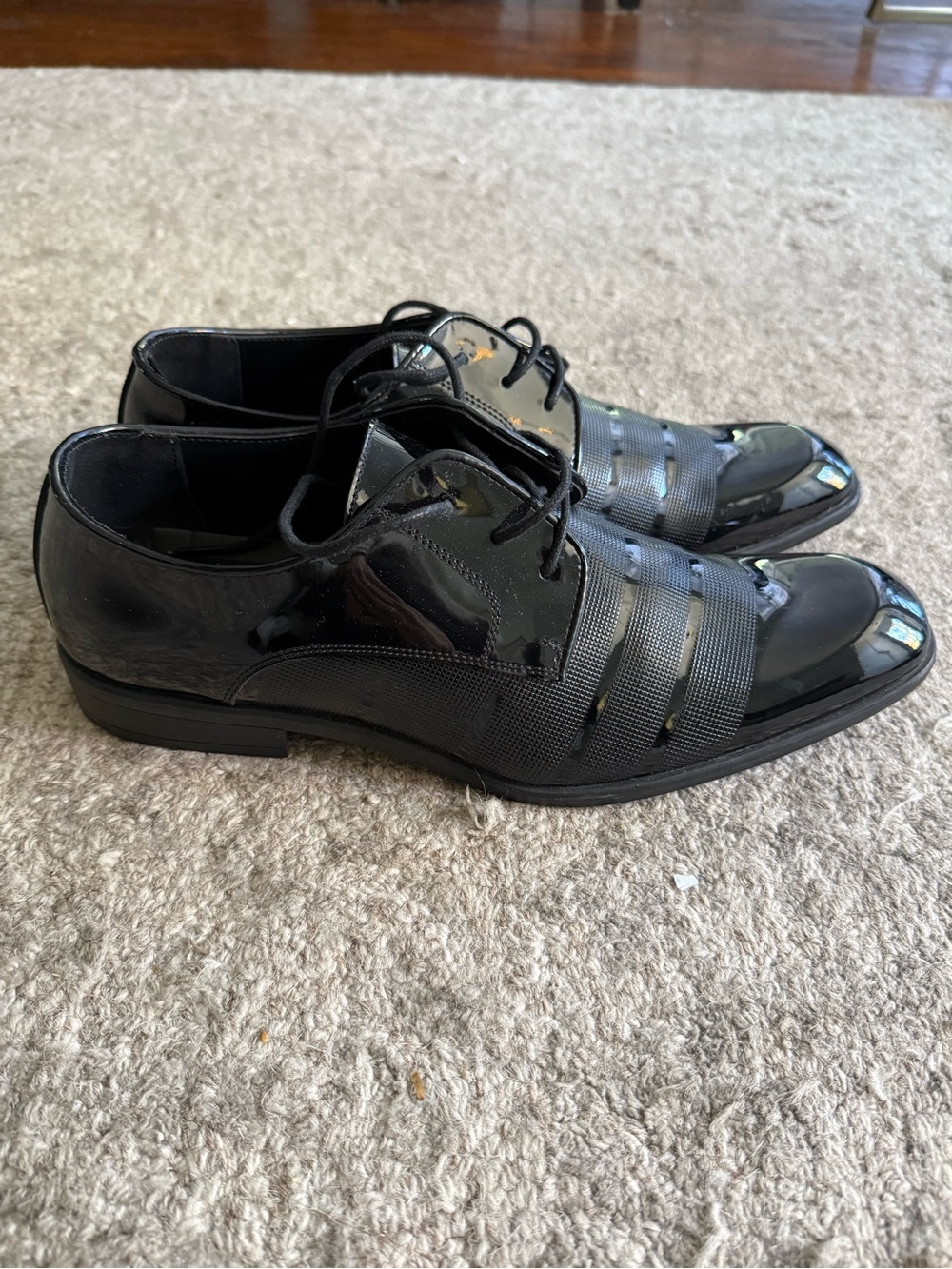 Angel Black Patent Lace-Up Dress Oxfords - Picture 3 of 9